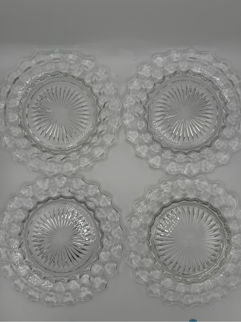 Vintage American Fostoria Clear Glass Dessert Plates Set - Elegant Set of 4